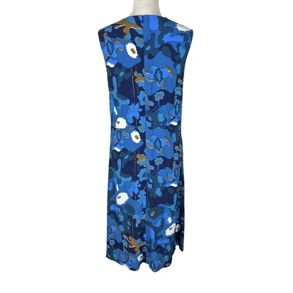 Marimekko Eline Shift Midi Dress Sleeveless Blue White Floral Size 38 - Picture 4 of 9